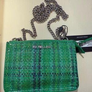 MZ Wallace Green Woven Leather Crossbody Bag – Chain Strap – NWT